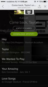 Spotify Playlist for Taylor Swift