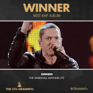 Eminem wins two grammys at 57th grammy awards