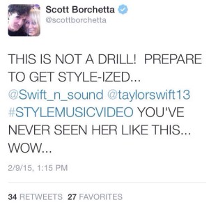 Scott Borchetta tweets about "Style" music video