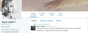 Taylor Swift re-tweeted Calvin Harris's tweet on the breakup